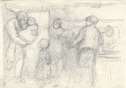 Joseph Clark - Late 19th Century Graphite Drawing, Bringing Home the Child