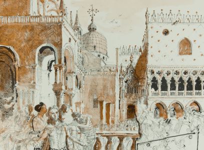 John Stanton Ward - Signed Limited Ed. Mid 20C Coloured Print, Piazza San Marco