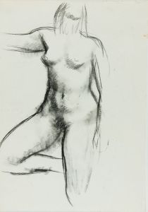 Barbara Dorf - Mid 20th Century Charcoal Drawing, Standing Nude