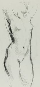 Barbara Dorf - Mid 20th Century Charcoal Drawing, Standing Nude