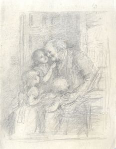 Joseph Clark - Late 19th Century Graphite Drawing, With Grandad