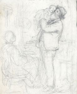 Joseph Clark - Late 19th Century Graphite Drawing, Carried by Papa
