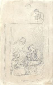 Joseph Clark - Late 19th Century Graphite Drawing, Playing with Bunny