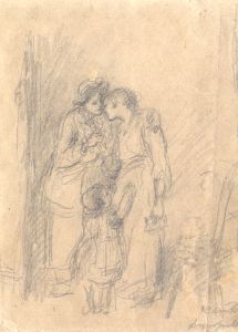 Joseph Clark - Signed Late 19th Century Graphite Drawing, Consoling a Friend