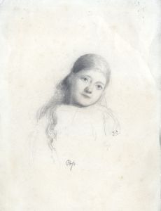 Joseph Clark - Late 19th Century Graphite Drawing, Portrait of a Girl