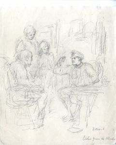 Joseph Clark - Late 19th Century Graphite Drawing, Tales from the Trenches