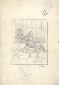 Joseph Clark - Signed Late 19th Century Graphite Drawing, Reading Out Loud