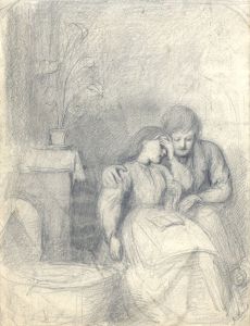 Joseph Clark - Signed Late 19th Century Graphite Drawing, Receiving Bad News