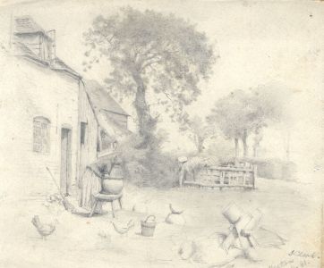 Joseph Clark - Signed Late 19th Century Graphite Drawing, Farm House