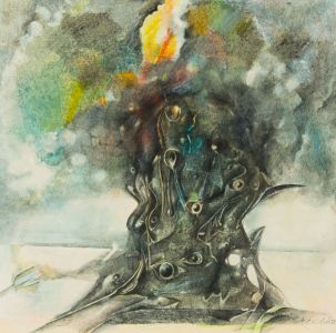 Hans Auschutz - 1972 Mixed Media, Gathering Storm