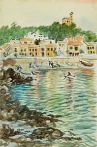 Irene Bache (1901-1999) - Signed 1957 Watercolour, Cala Rajada, Mallorca