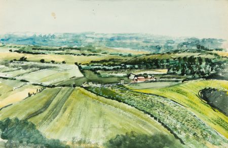 Irene Bache (1901-1999) - 1959 Watercolour, Newbury Downs