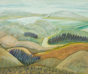 Irene Bache (1901-1999) - Signed 20th Century Mixed Media, Rolling Hills