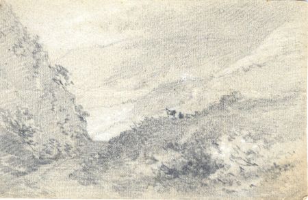 Sarah Alice Doidge - Late 19th Century Graphite Drawing, Valley Landscape
