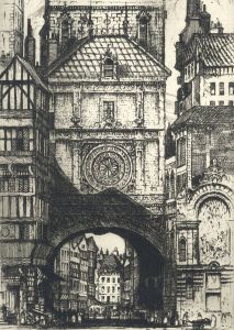 Edward Sharland (1884-1967) - Early 20th Century Etching, Gros Horloge, Rouen