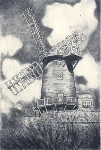 M. Hayward - Limited Edition Contemporary Etched Plate, Cley Windmill