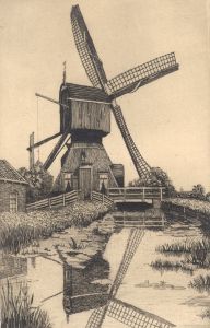 Mid 20th Century Etching - Windmill