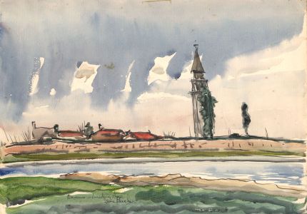 Irene Bache (1901-1999) - Signed 1956 Watercolour, Burano