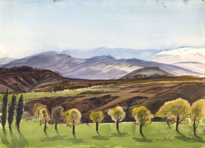Irene Bache (1901-1999) - 1975 Watercolour, Autumn Alpine Scene, Entrepierres