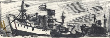 H.G. Moore - Set of 5 Small Mid 20th Century Pen and Ink Drawings, Ship Scenes