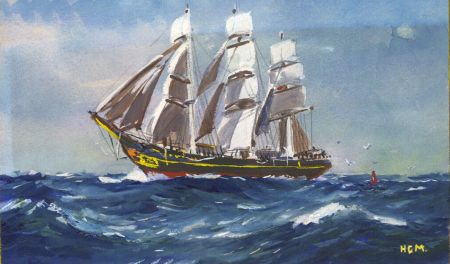 H.G. Moore - Monogrammed Mid 20th Century Gouache, Out at Sea