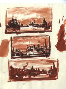 H.G. Moore - Set of 5 Mid 20th Century Pen and Ink Drawings - Ship Scenes