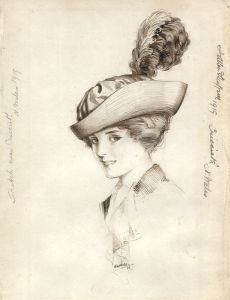 James Allen Sheffrey BWS (1859 - 1939) - 1913 Pen and Ink Portrait of Woman
