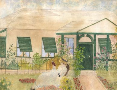 19th Century Watercolour - Duchesse in Her Garden