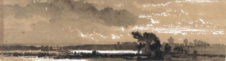 W. Crawford R.S.A - 19th Century India Ink, Landscape at Dusk