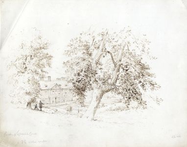English School 19th Century Pen and Ink Drawing - Garden and Stately Home