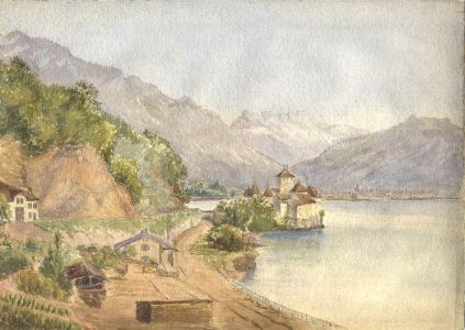 English School 19th Century Watercolour - Italian Lake Landscape