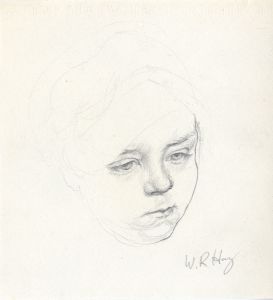 William Robert Hay - Early 20th Century Graphite Drawing, Portrait of a Girl