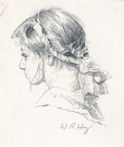 William Robert Hay - Early 20th Century Graphite Drawing, Portrait of a Girl