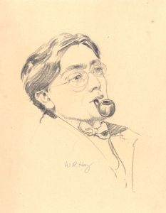 William Robert Hay - Early 20th Century Graphite Drawing, Man with Pipe