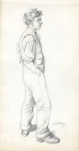 William Robert Hay - Early 20th Century Graphite Drawing, Standing Figure