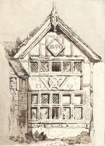 Set of Two Monochrome 19th Century Watercolours Depicting a Stone Wall House