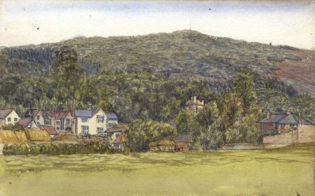 1884 Watercolour - Study of an English Village
