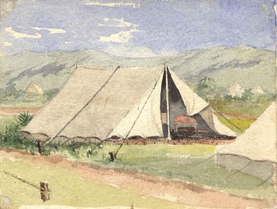 19th Century Watercolour - Tent in a Landscape