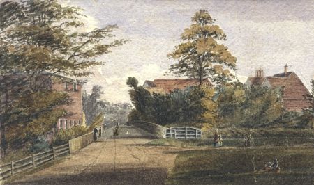 19th Century Watercolour - Figures in a Landscape with Houses