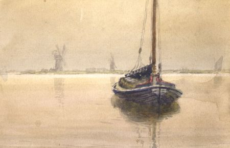 C.A. Hannaford RBA - Early 20th Century Watercolour, Boat in a Dutch Landscape