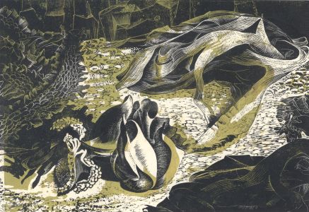 Patricia Allman Smith - 1953 Woodblock, Underwater Scene