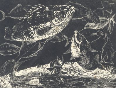 Patricia Allman Smith - 1953 Woodblock, Aquarium
