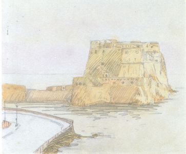 Henry P. Stevens - 1913 Watercolour, Castel dell'Ovo, Naples