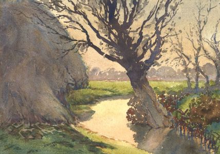 Henry P. Stevens - Signed 1943 Watercolour, Stream near Hayes