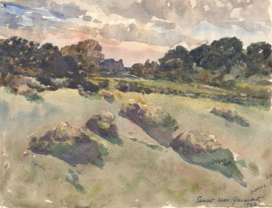 Henry P. Stevens - Signed 1923 Watercolour, Sunset near Yarmouth