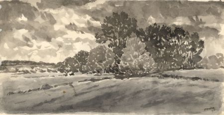 Henry P. Stevens - Signed 1961 Watercolour, Field Landscape
