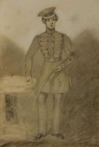 English School 19th Century Graphite Drawing - Young Officer