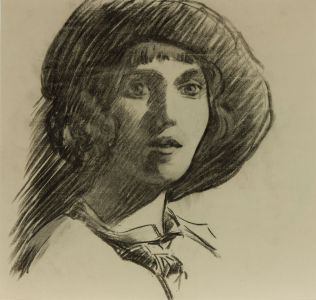 Henry P. Stevens - Early 20th Century Charcoal Drawing, Portrait of a Lady
