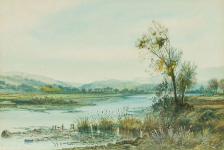 W. Sydney - Signed 1883 Watercolour, Estuary