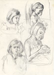 Maurice Feild (1905-1988) - 1970s Graphite Drawing, Studies of a Young Girl